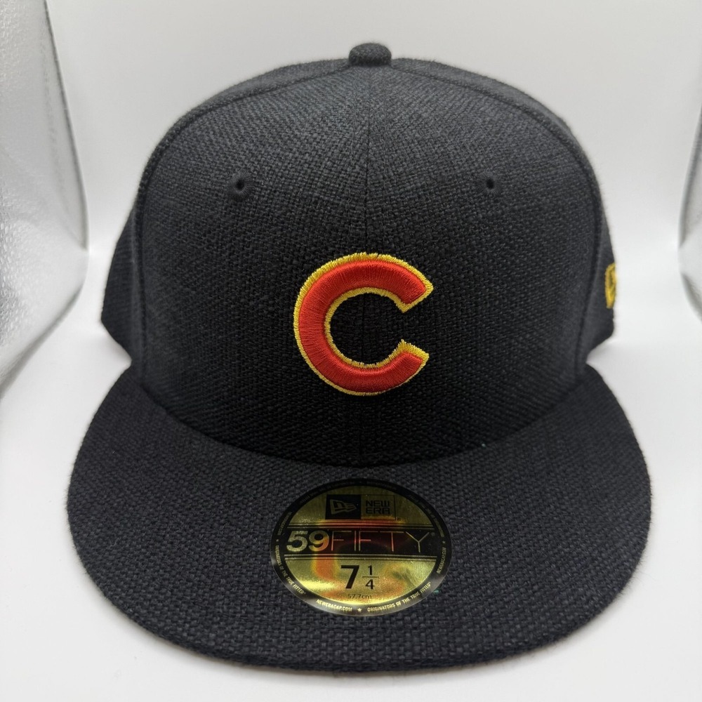 New Era 59Fifty Chicago Cubs Rare Black Hemp Fitted Hat Size 7 1/4